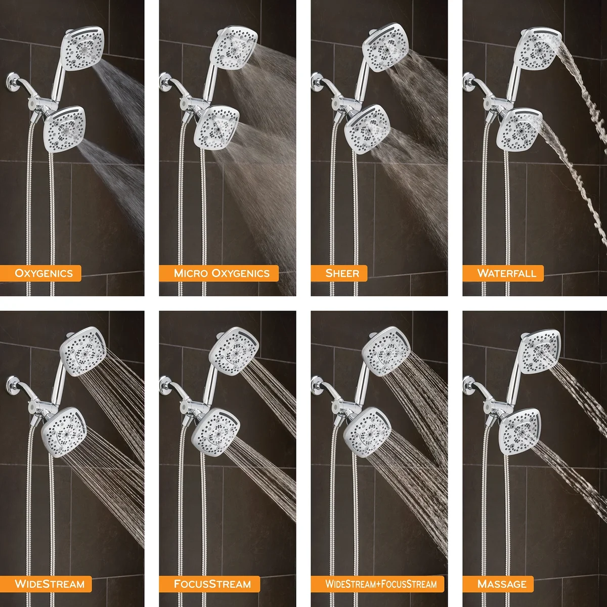 Oxygenics Arc 80-Setting Chrome Combo Shower Head 4017