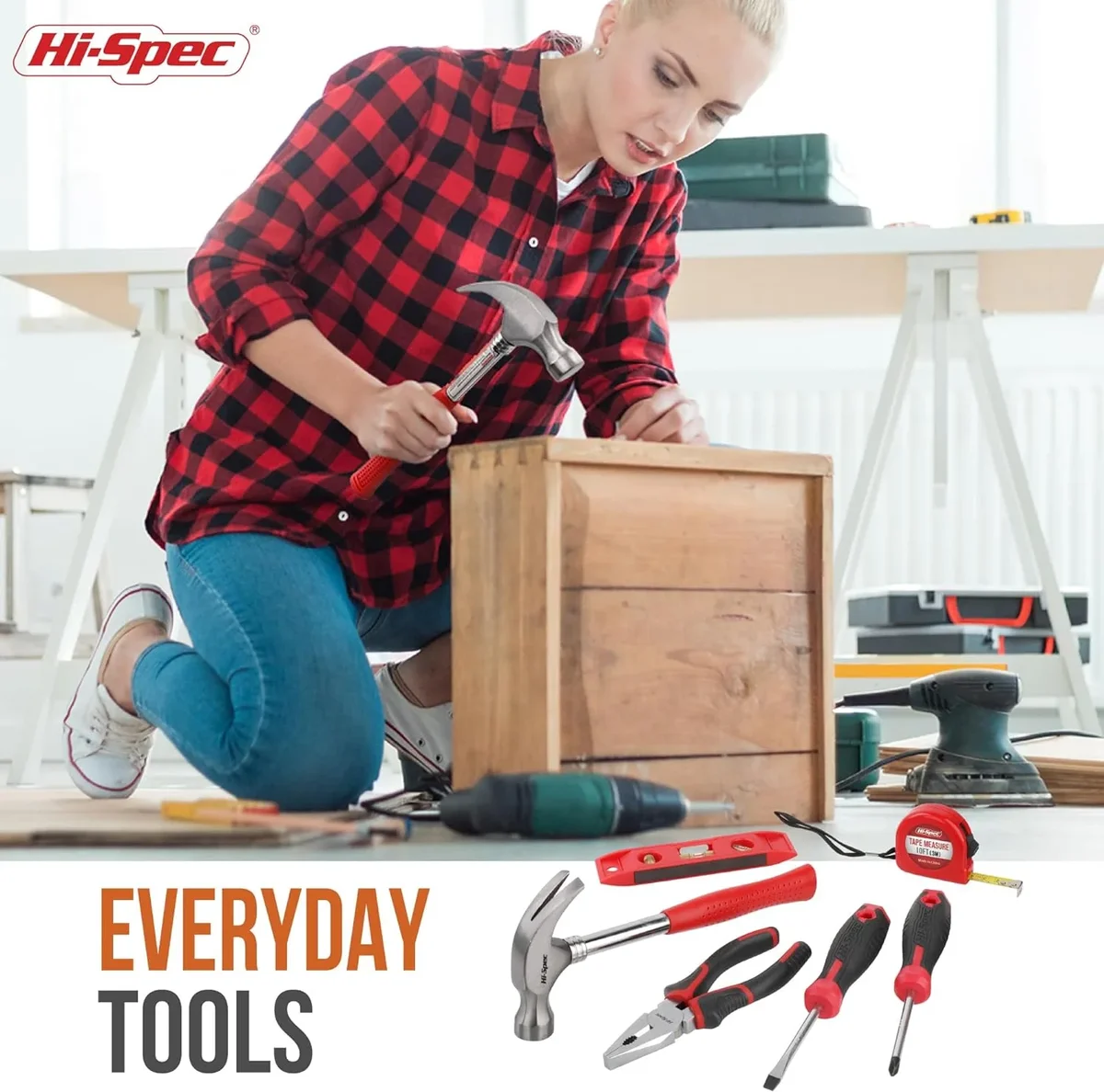 Everdaily Essentials 42pcs Red Small Tool Kit for Household, DIY, Office with Screwdriver, Bits, Compact Case Ref. 6328