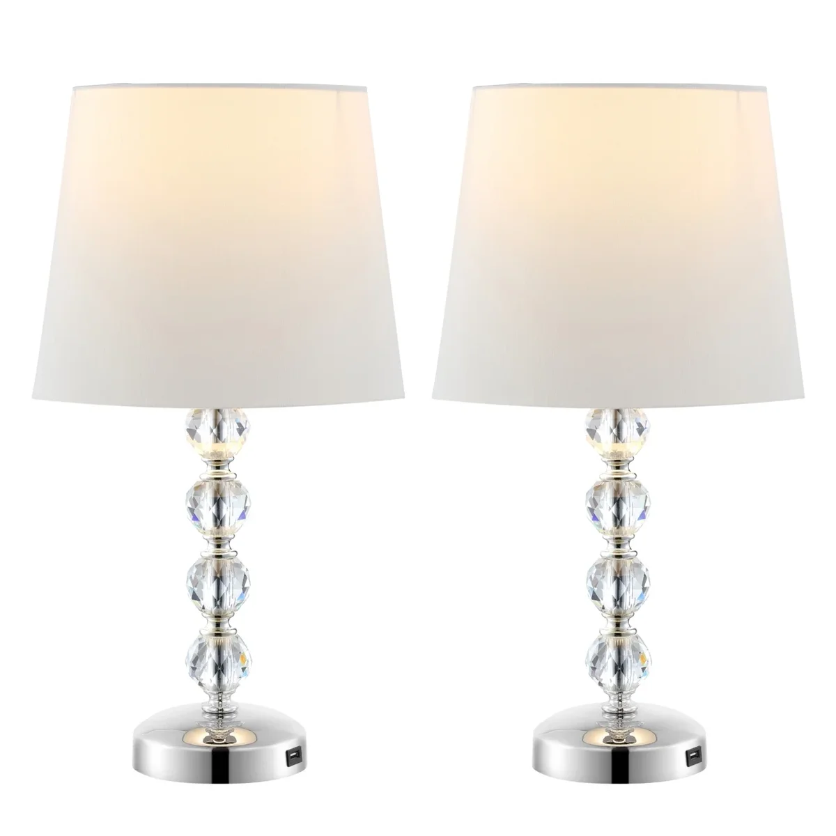 Everdaily Essentials Nola 16 in. H Stacked Crystal Ball Table Lamp, Off-White, Set of 2 Ref. 8989