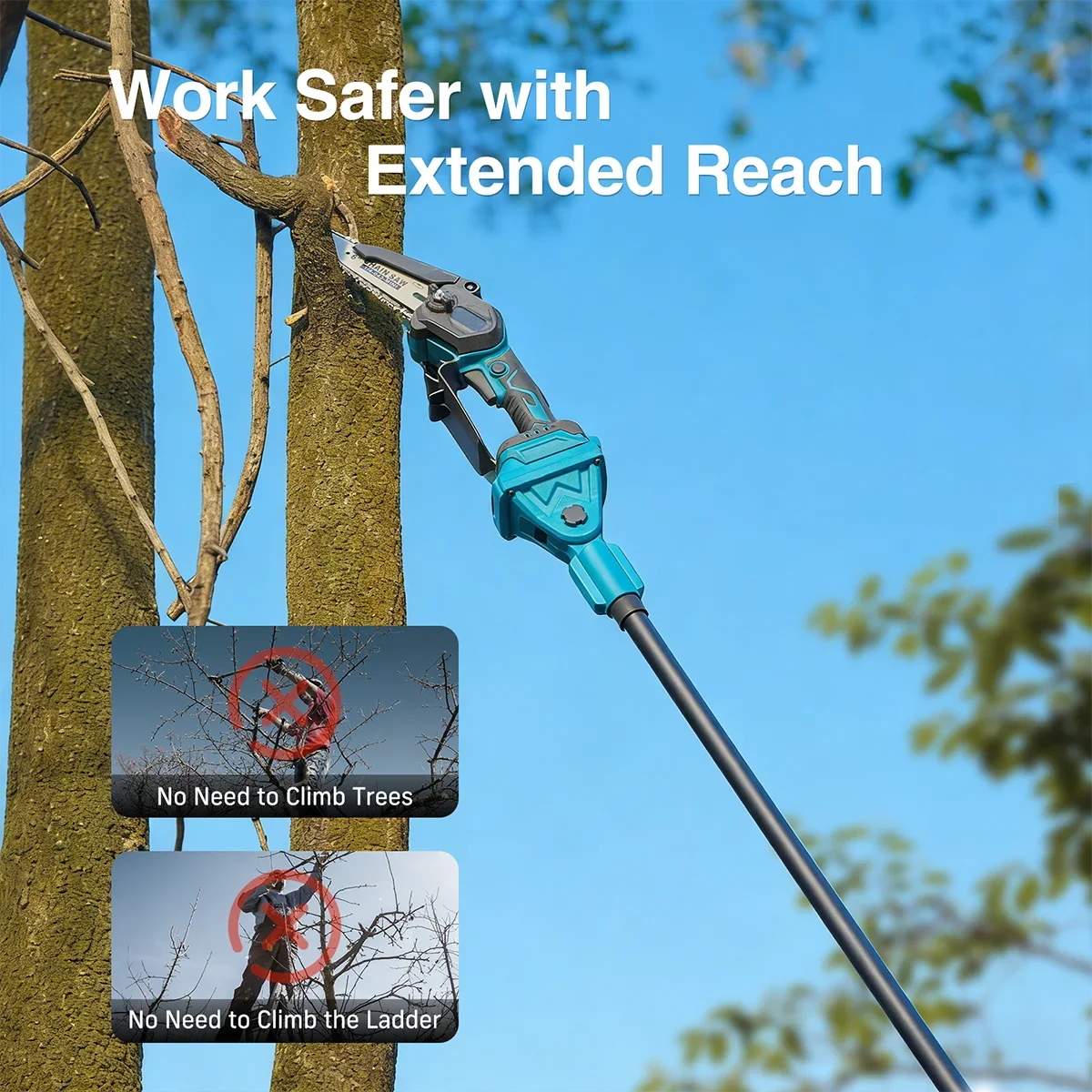 Taskstar 4-in-1 Pole Saw & Pruning Shears Combo Kit, Electric 6 Inch Mini Chainsaw ,15 Feet Max Reach , Limb Branch Cutter Pruner 8805