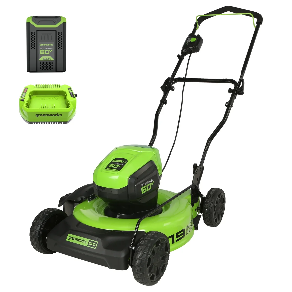 Greenworks 60V 19" Cordless Battery Push Lawn Mower with 5.0Ah Battery & Charger 2531802 7147