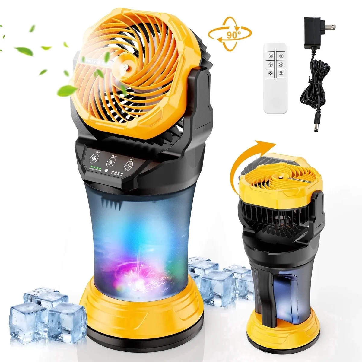 Fimilo 30000 mAh Portable Misting Fan with RGB Light, 2L Water Tank Outdoor Mister Fan , 120° Auto Oscillating & 4 Speeds, Spray Fan for Patio F 1379