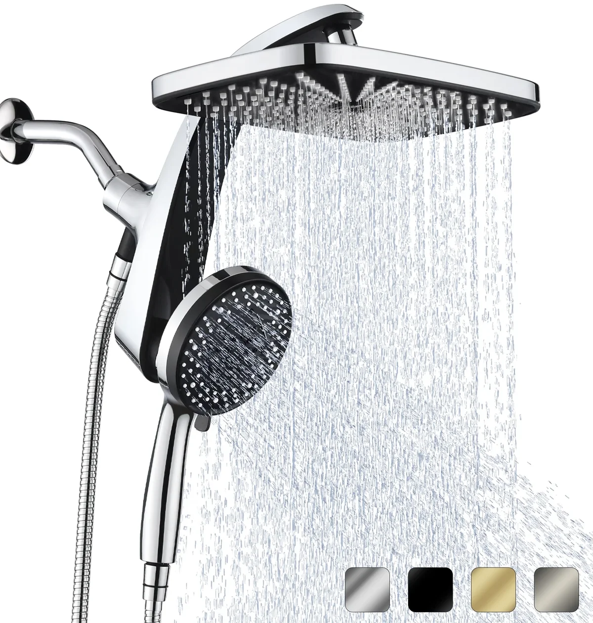 KESTE 12 Inch High Pressure Rain Shower Head with Handheld Spray Combo, 3+8+1 Spray Setting, Built-in Magnetic Docking, Dual Showerheads for Bath 3436