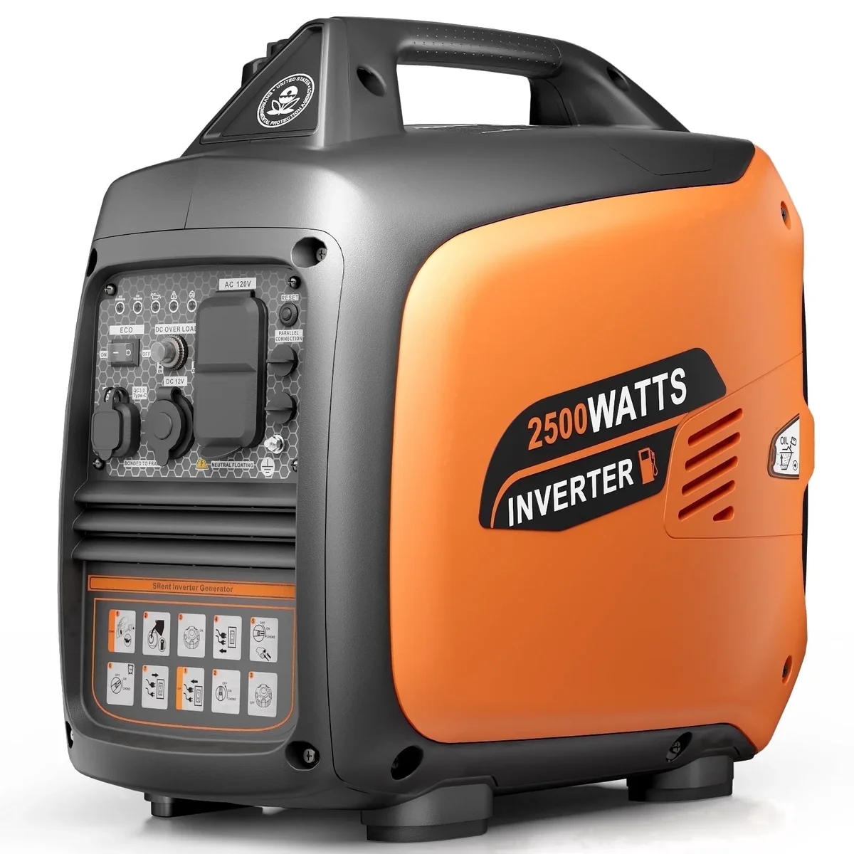 Efurden 2500-Watt Portable Inverter Generator Gas Powered, EPA Compliant, Parallel Capability, CO Shutdown, Low Noise for Camping and Home Use 3045