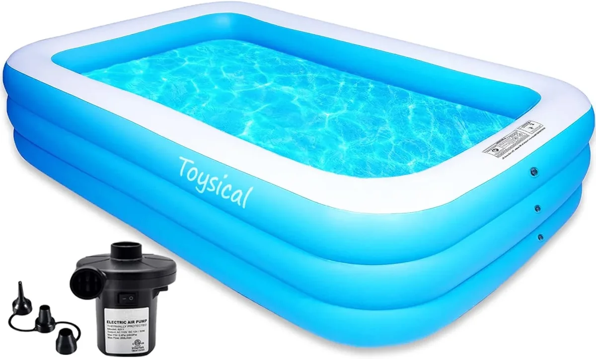 Unbranded Toysical Inflatable Pool with Air Pump - 118 x 72 x 22” Above Ground Pool, Swimming Pools for Kids and Adults and The Entire Family ,More Durab 1647