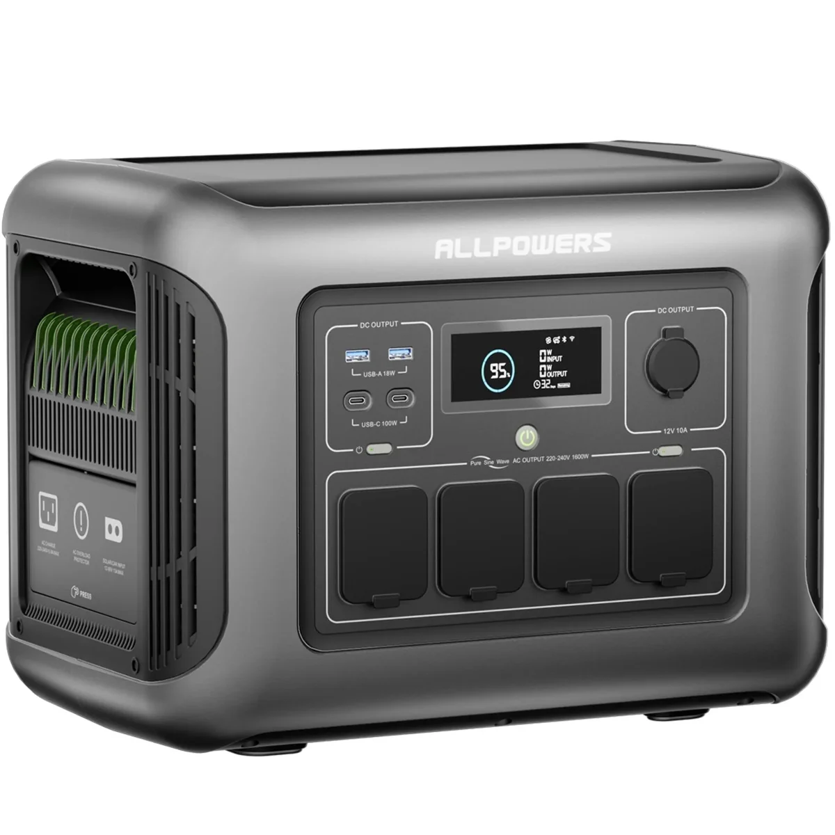 ALLPOWERS R1500 LITE Portable Power Station 1600W, 1056Wh LiFePO4 Battery Solar Generator with 35dB Ultra-Quiet Operation, 1Hr Fast Charge, 15ms  2729