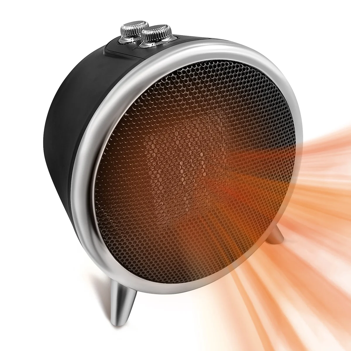 Everdaily Essentials 1500-Watt Portable Ceramic Space Heater, 2-Heat Settings, Adjustable Thermostat, Overheat Protection, Safety Tip-Over Switch, Black Ref. 3955