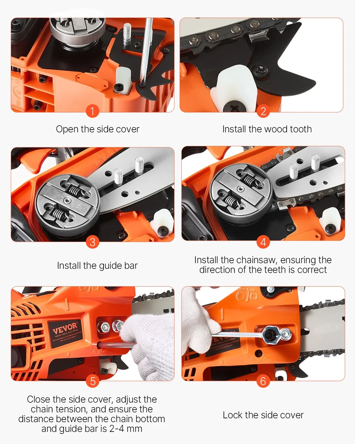 VEVOR Gas Chainsaw, 25.4CC 12" 1.2HP, Gasoline Powered Chain Saw, Handheld Cordless Petrol Chainsaws for Tree Wood Branch Cutting, Tree Trimming, 6703