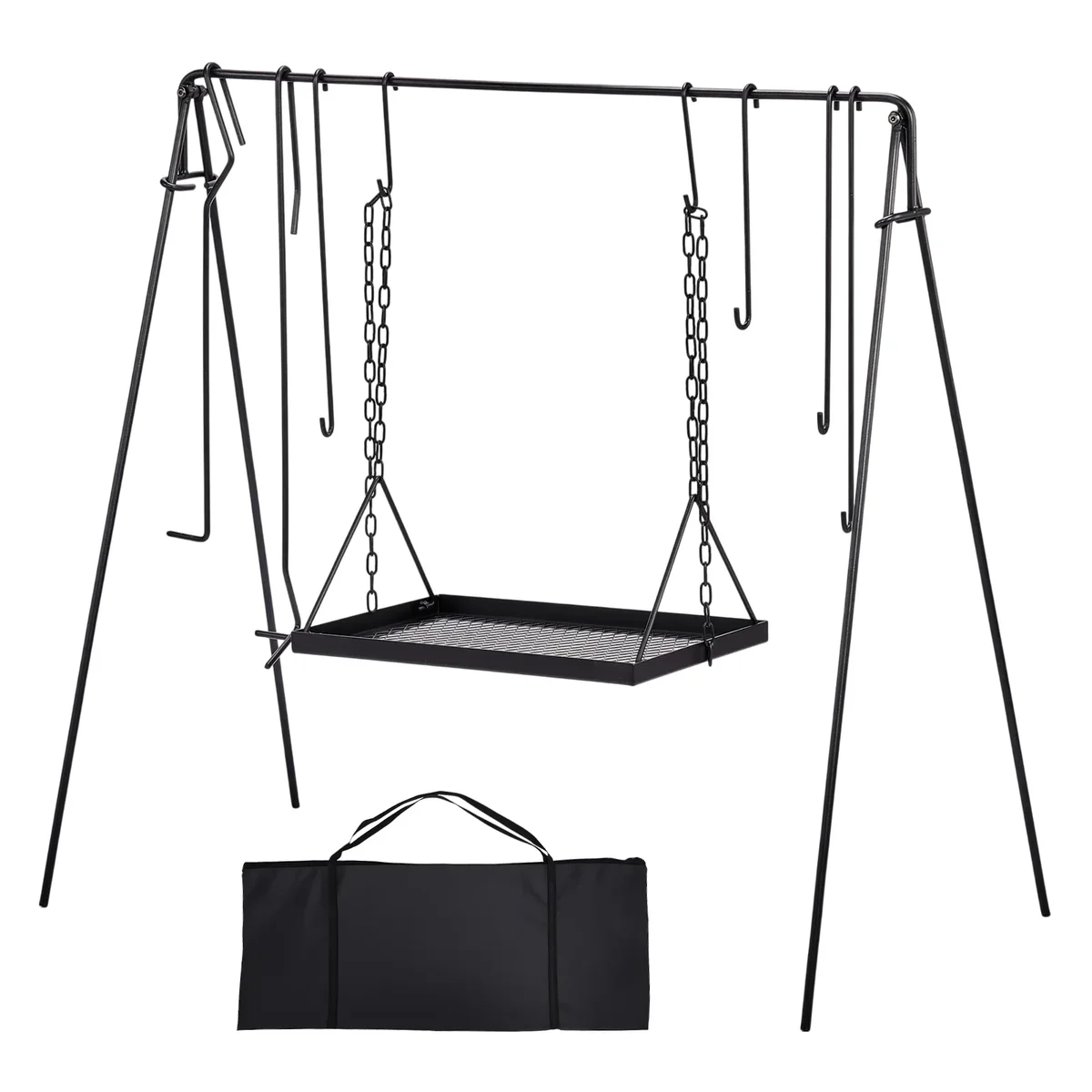 Zimtown Grill Swing Campfire Cooking Stand,BBQ Grill Hanging Rack with Carry Bag,Hooks 4029