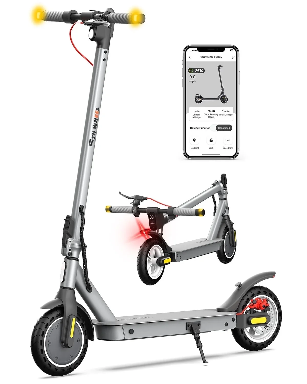 5TH WHEEL W09S 350W Electric Scooter with Turn Signal, 8.5” Solid Tires, 18mph & 20Miles Range, Folding Commuting E-Scooter for Adults with APP 0220