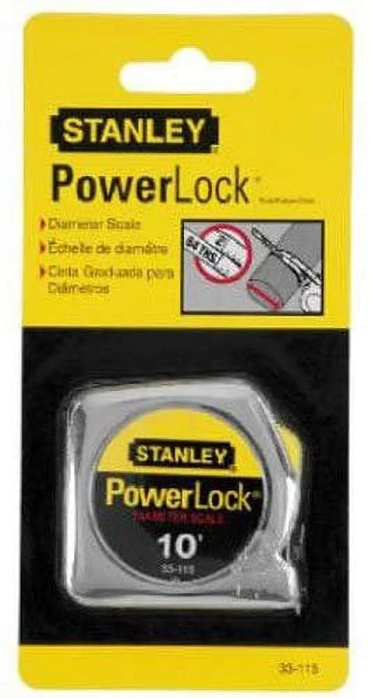 Stanley PowerLock Pocket Tape Rule - Spring Return, Accurate Measurement - 10 ft x 1/4 in 5349