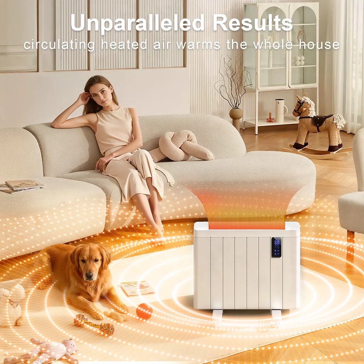 Everdaily Essentials 800W Convection Panel Heater - Ultra Quiet Wall Mount Space Heater with Remote, Timer & LED Display, Portable Electric Heater for Indoor Use, Fan Ref. 7322