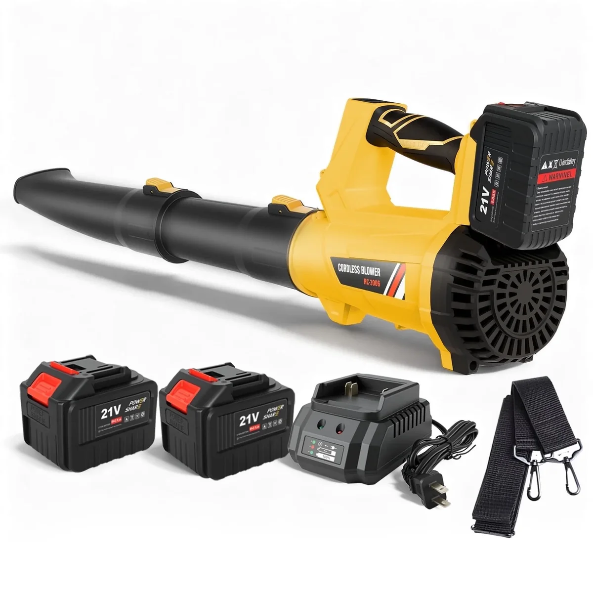 BAOKALER Leaf Blower with Battery & Charger, 21V Cordless Leaf Blower with 2x6.0 Ah Battery, Electric Leaf Blower with 6 Speed Mode, 280MPH Battery Operat 6382