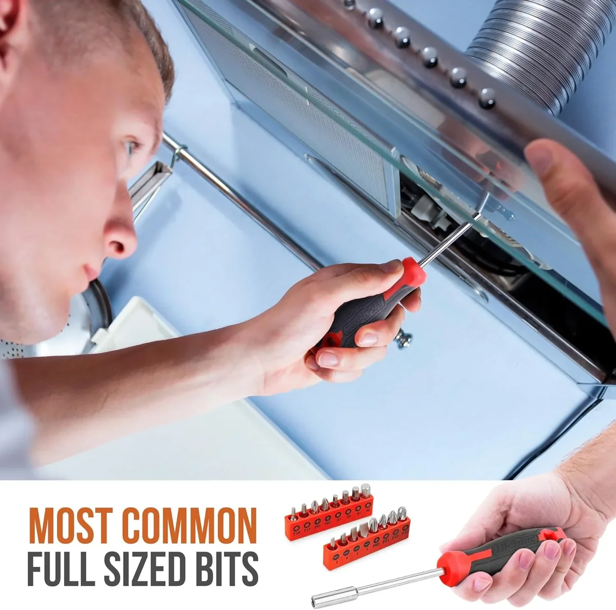 Everdaily Essentials 42pcs Red Small Tool Kit for Household, DIY, Office with Screwdriver, Bits, Compact Case Ref. 6328