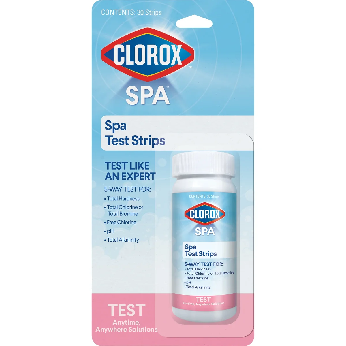 Clorox Pool&Spa, Spa 5 Way Test Strips, 30 Count, 0.2lbs Pool Test Strips 1ct 3079