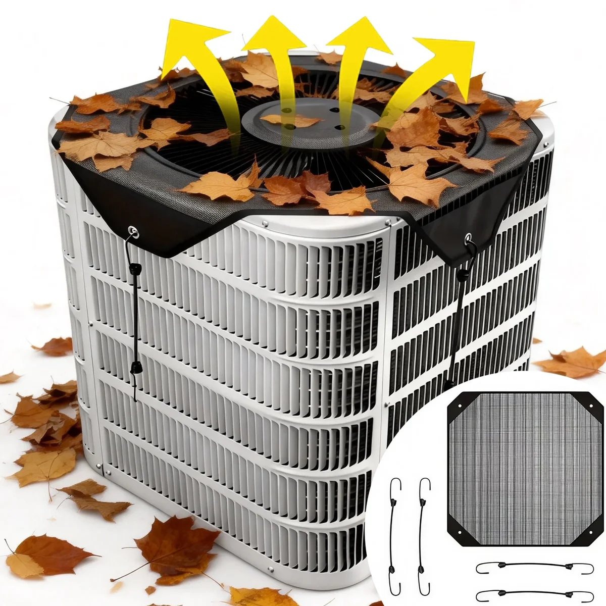FullPetMoon Air Conditioner Cover for Outside Units,Central AC Covers , Top Universal Mesh Cover Defender for 28 x 28in All Seasons 1293