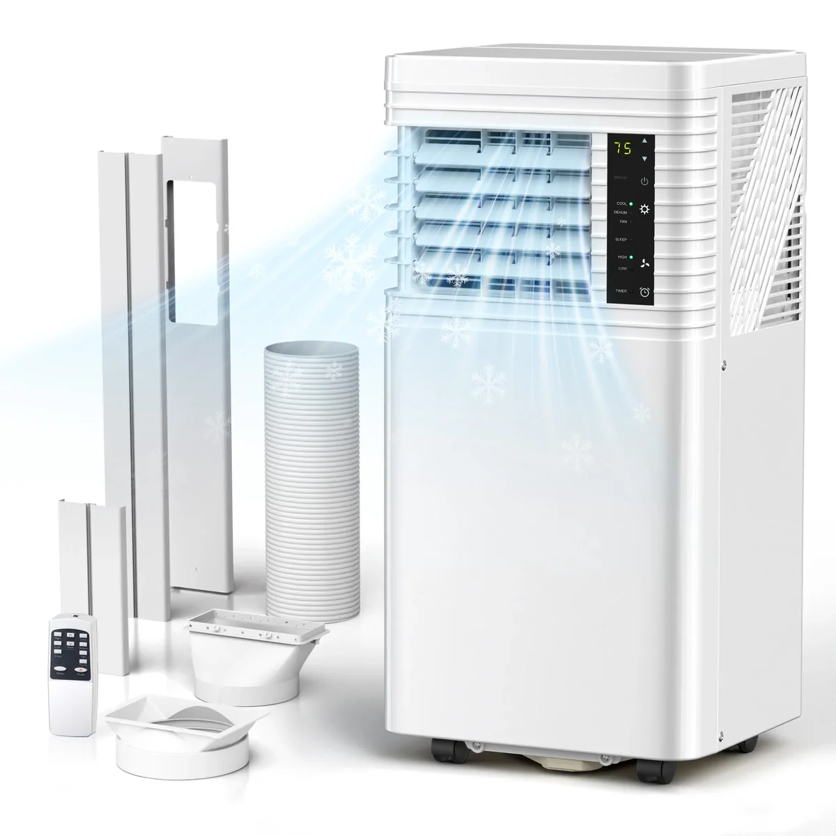 Everdaily Essentials 10,000 BTU Portable Air Conditioner - Cools 450 Sq.Ft, 4-in-1 AC/Dehumidifier/Fan, Quiet & Energy Efficient, with Remote, 24H Timer, Easy 7391