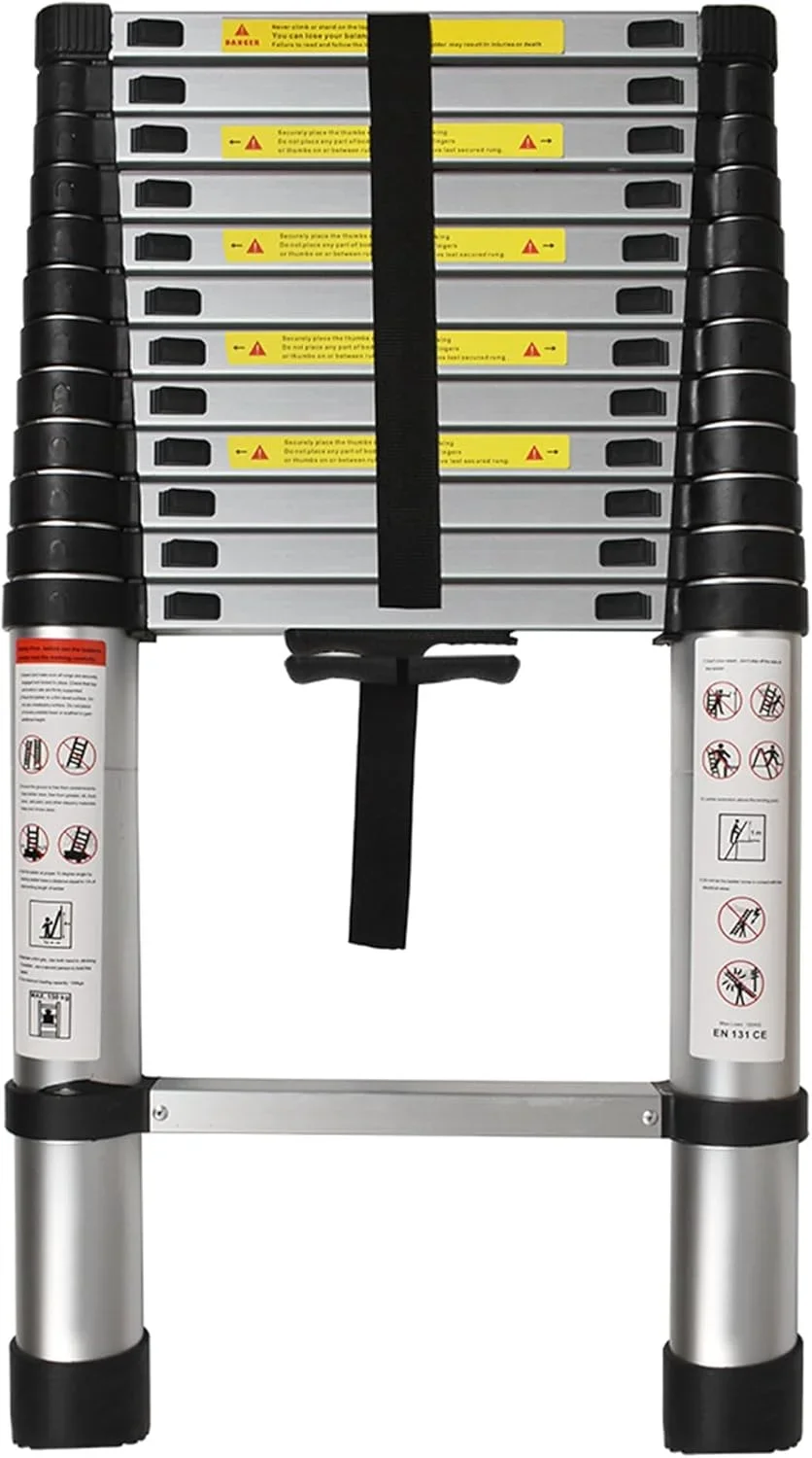 hostic Aluminum Telescopic Extension Ladder Collapsible Ladder, One-Button Retraction Extension Ladder,Multi-Use, 330 lbs Capacity,10.5FT / 3.2M  1964