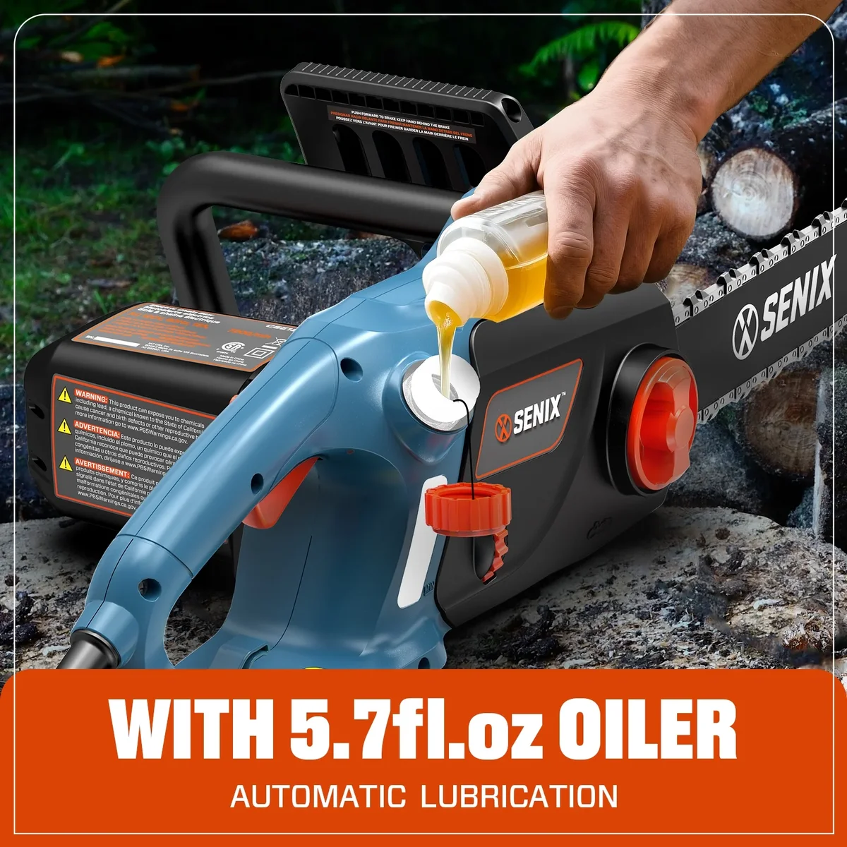 Senix  18-Inch 15Amp Electric Corded Chainsaw, 18-Inch Oregon Bar & Chain, 120V Side Auxiliary Handle, CSE15-M 6411
