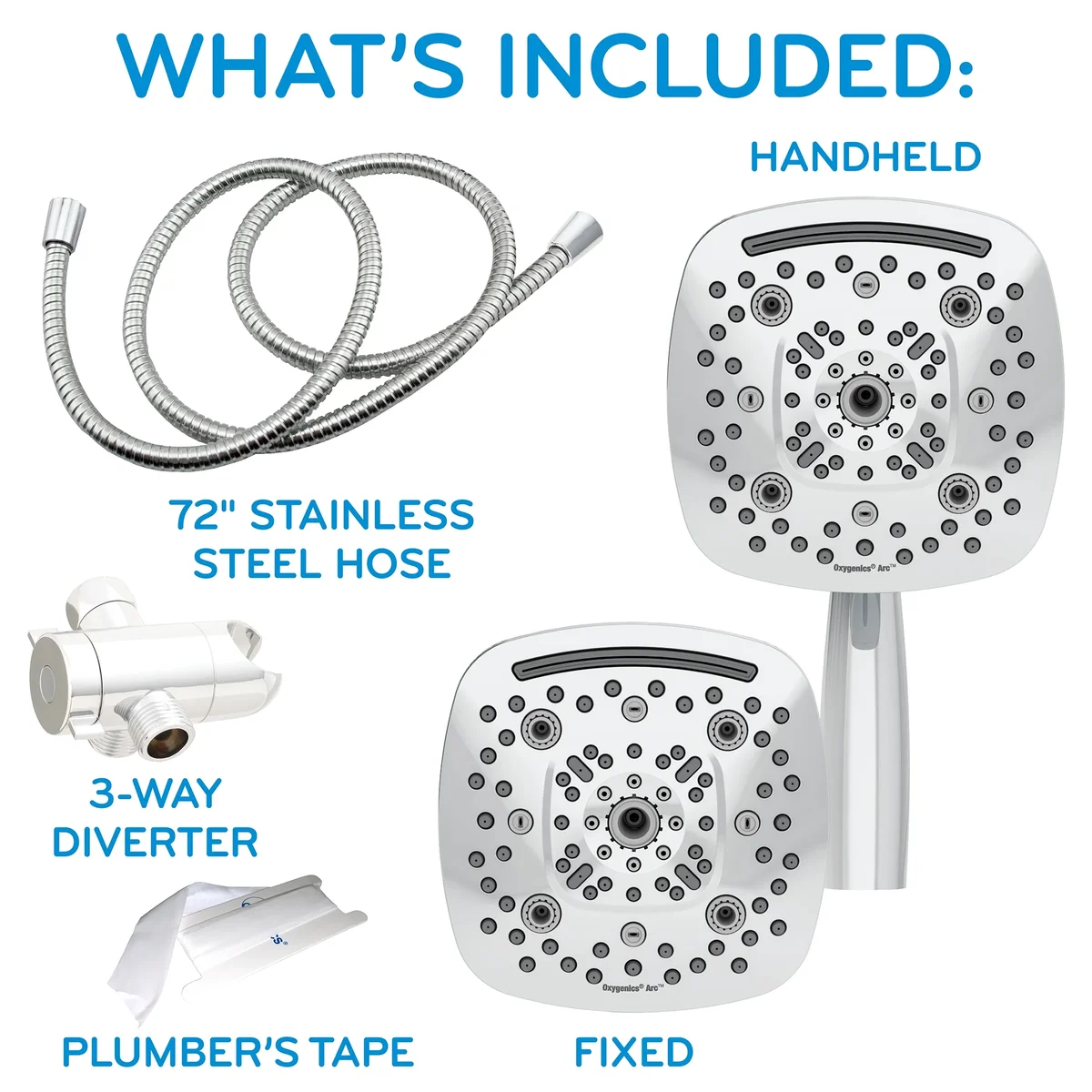 Oxygenics Arc 80-Setting Chrome Combo Shower Head 4017