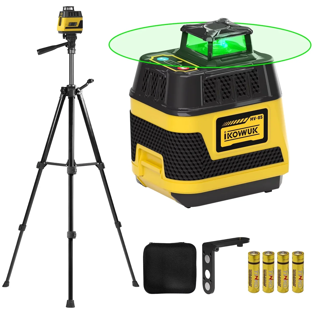 IKOVWUK Laser Level with Tripod, 3x360° Cross Line Laser for Construction and Picture Hanging, Level Tool with 5200 mAh Rechargeable Battery, Co 2463