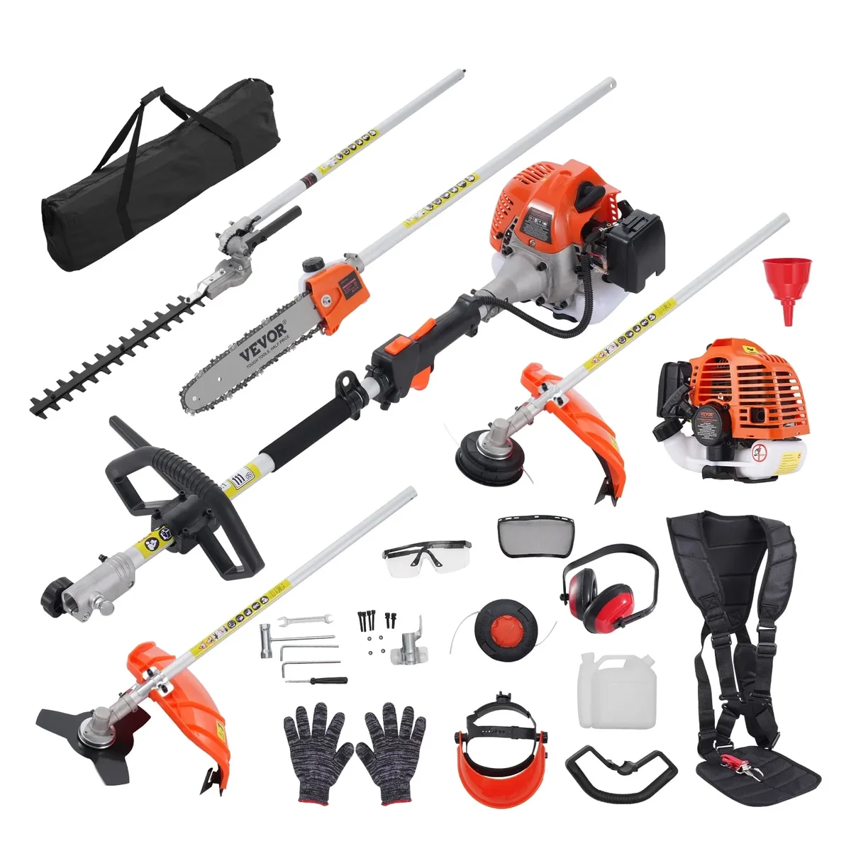 VEVOR 26CC 5-in-1 Multi-Functional Trimming Tools, Gas Hedge Trimmer, Weed Eater, String Trimmer, Edger, Pole Saw Chainsaw Pruner with Extension  8683