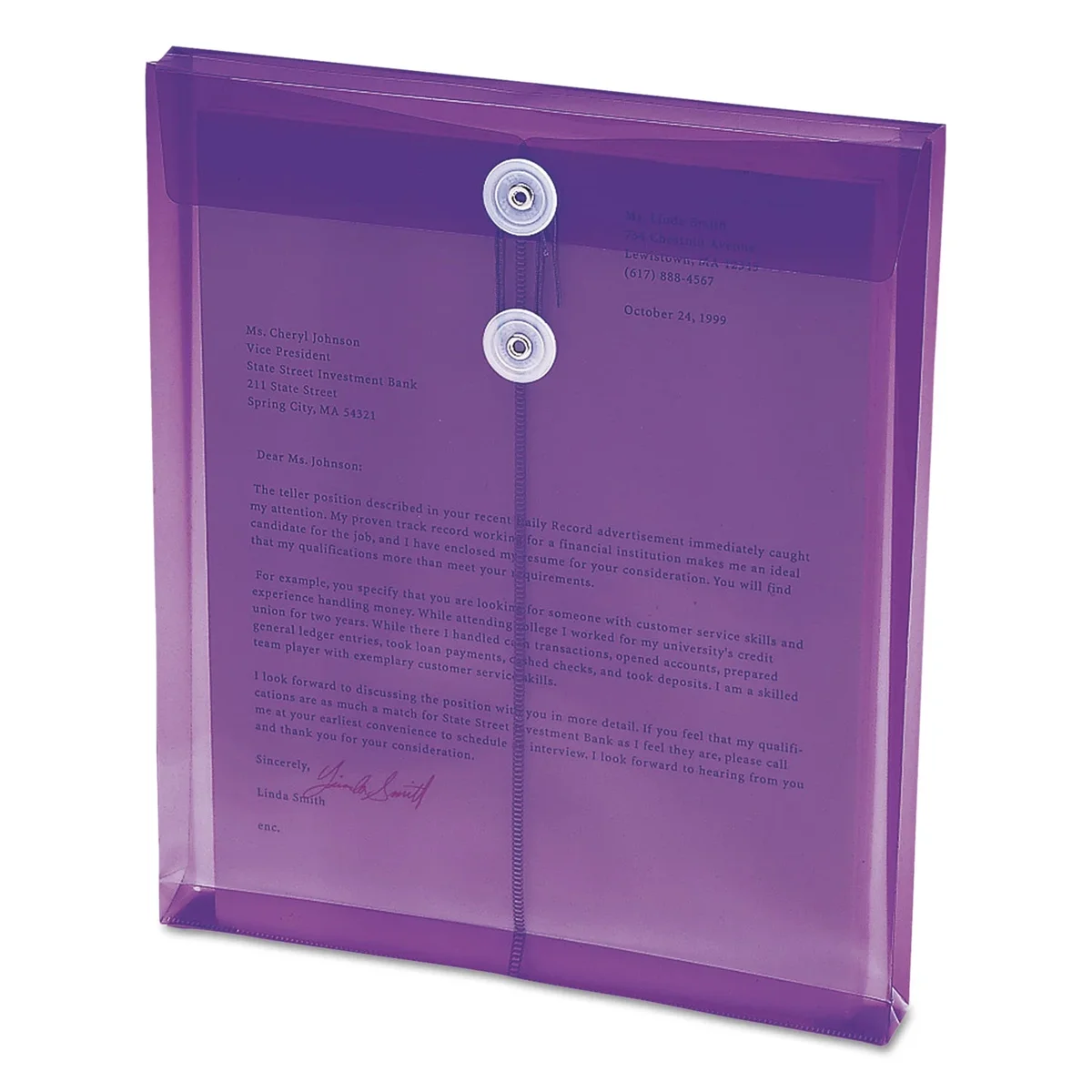 Smead Open-End Poly String and Button Envelopes, Purple, 5 Count 9099