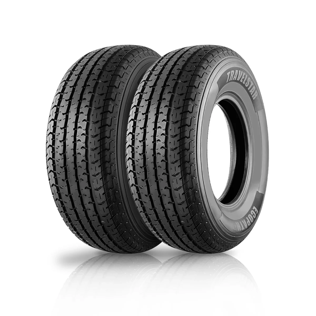 Travelstar Ecopath ST ST205/75R15 8 Ply 107/102M Load D Radial Trailer Tire - ST 205/75/15,Set of 2(Tire Only) 3313