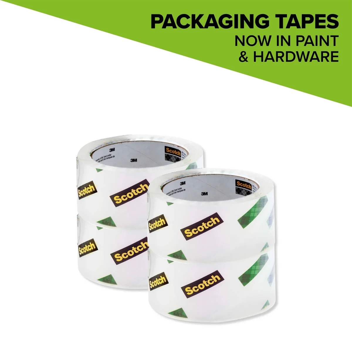 Scotch Sure Start Packaging Tape, Clear, 1.88 in x 54.6 yds, 4 Rolls 8379