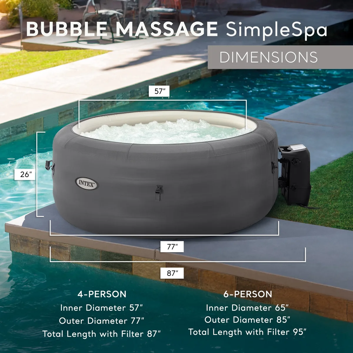Everdaily Essentials Bubble Massage 4 Person Inflatable Hot Tub Spa w/ Jets 5389