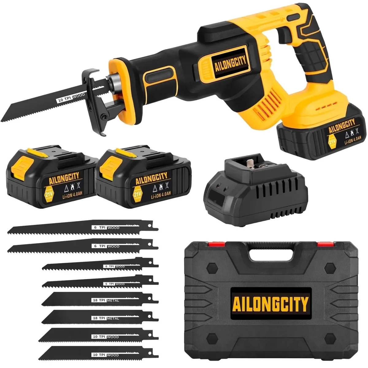Ailongcity KMA 21 V Cordless Reciprocating Saw, 4.0 Ah, 3500 RPM 7909