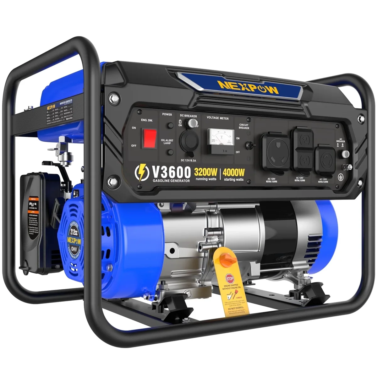 NEXPOW 4000W Portable Generator, Gasoline Powered RV Ready Generator for Backup Home & Outdoor Camping, EPA Compliant, 9H Full Load Runtime, Open 4546