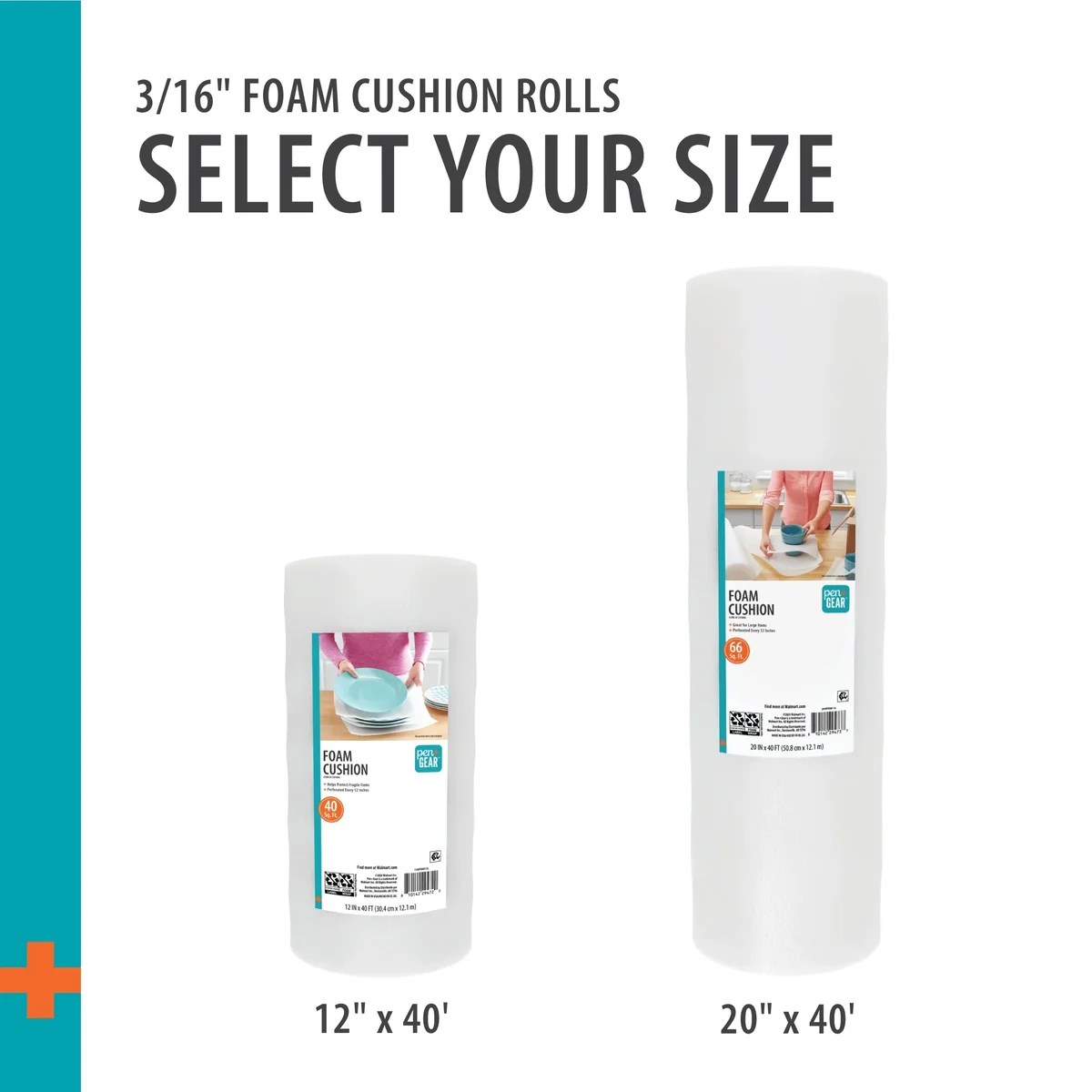 Pen+Gear 20" x 40' Foam Cushioning Roll, White, 1-Roll 1123