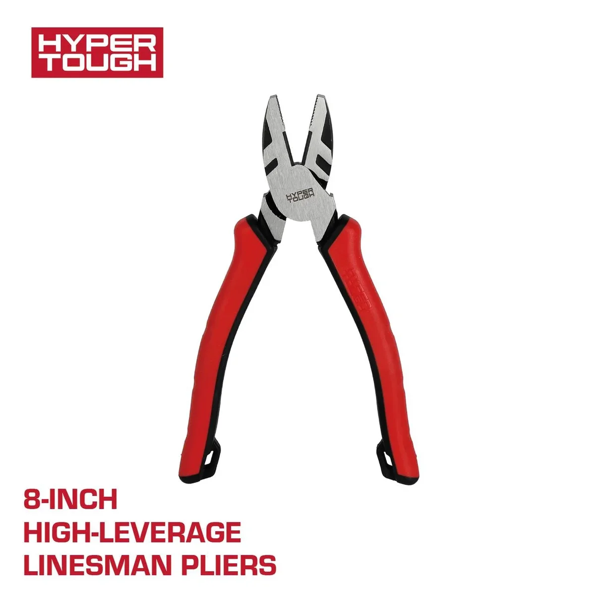 Hyper Tough 8-inch High Leverage Linesman Pliers with Dual Material Comfort Grips 9419