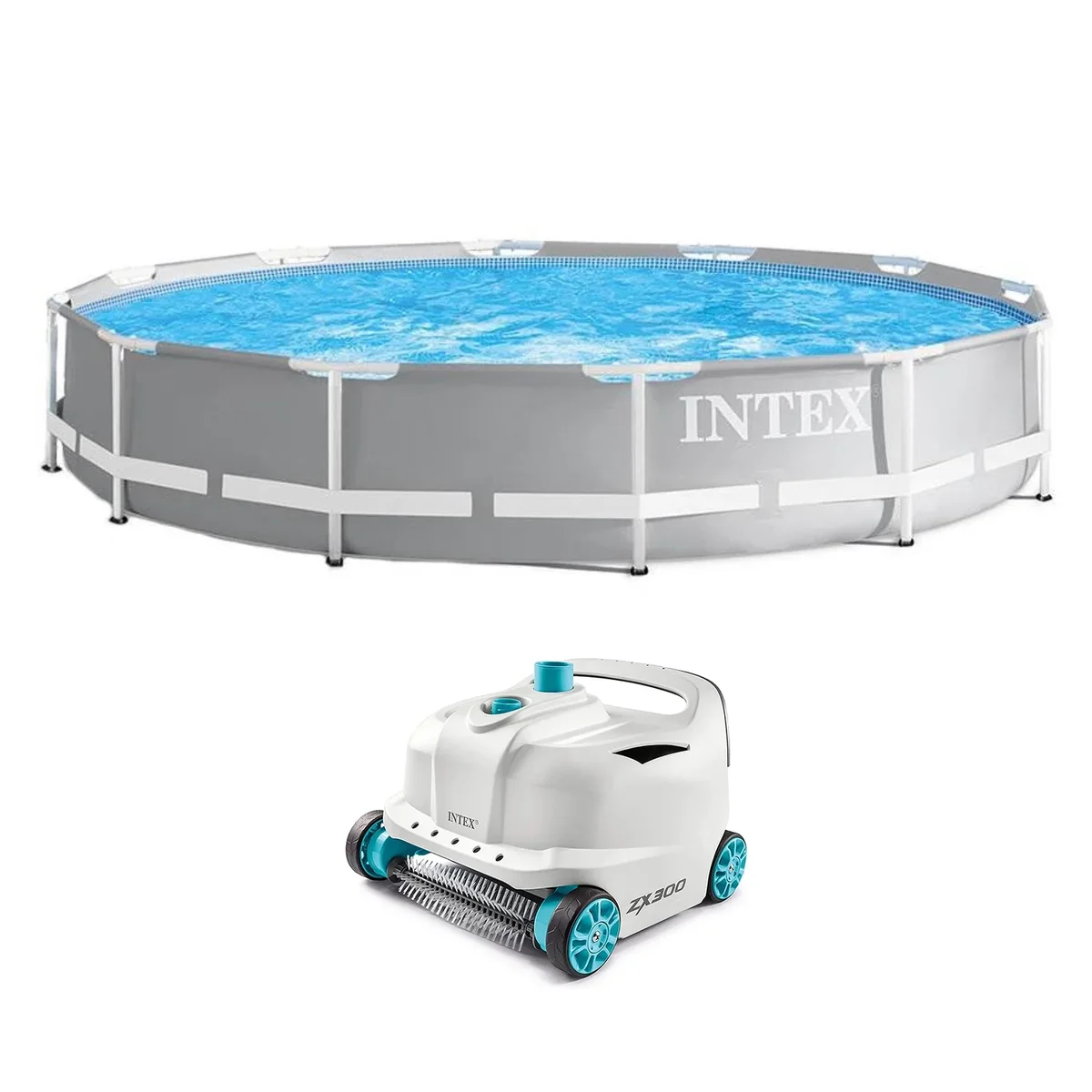 Intex 12ft x 30in Frame Above Ground Swimming Pool & Robot Vacuum 3065