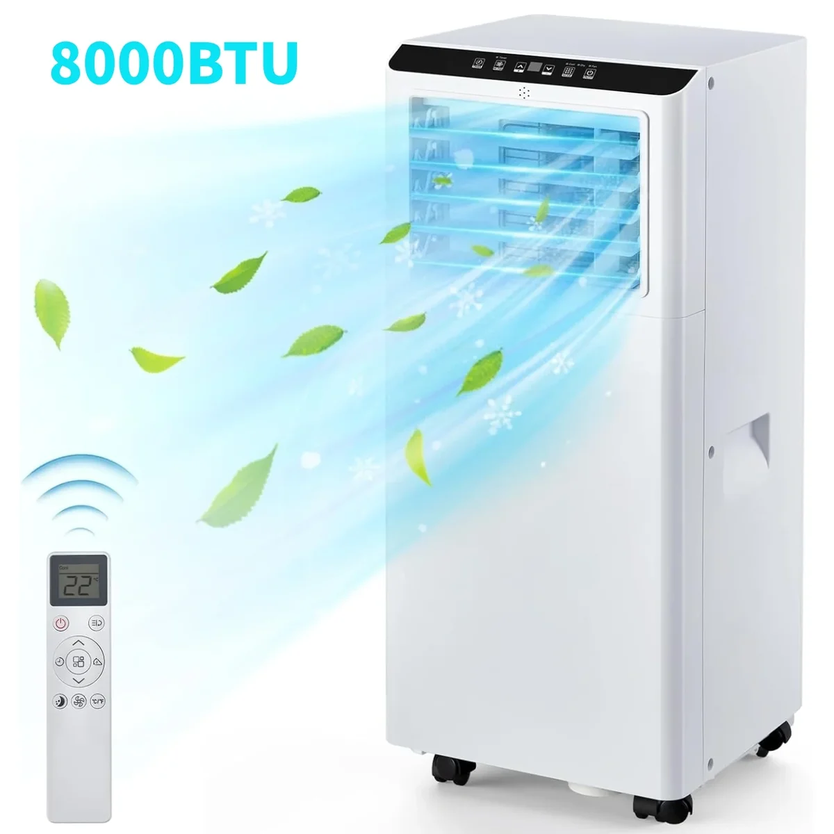 Garvee 8,000BTU Portable Air Conditioner, AC with Dehumidifier and Cooling, for Room Up to 350 Sq.ft,24Hour Timer, Sleep Mode, Remote Control, Wh 8213