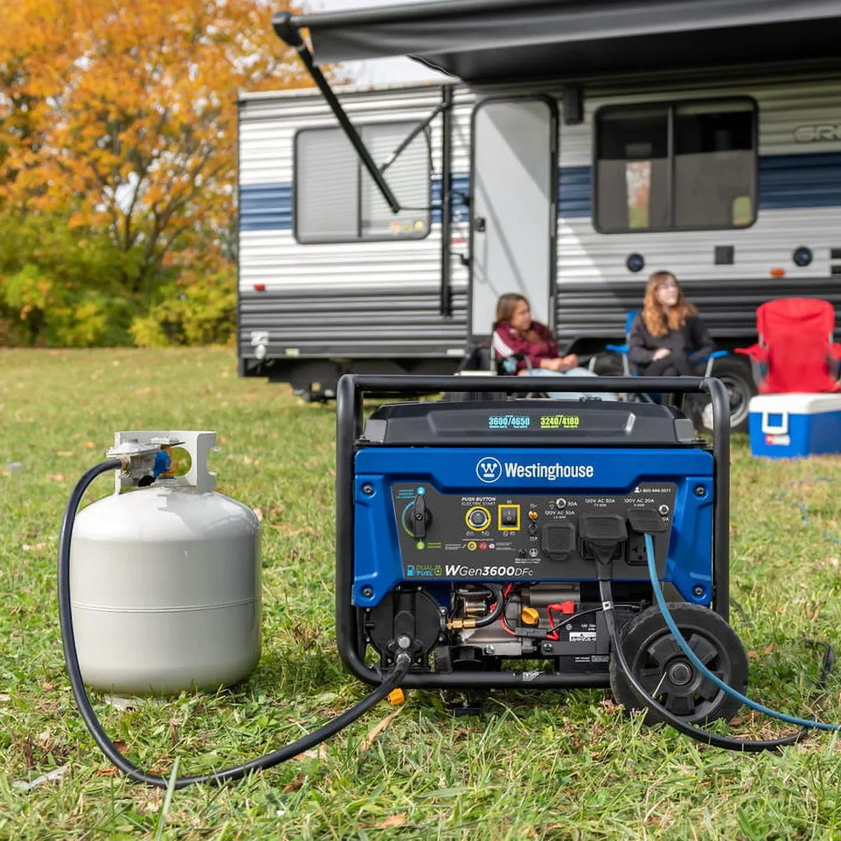 Westinghouse 4650 Peak Watt Dual Fuel Portable Generator, Remote Electric Start, RV Ready Outlet, CO Sensor 6831
