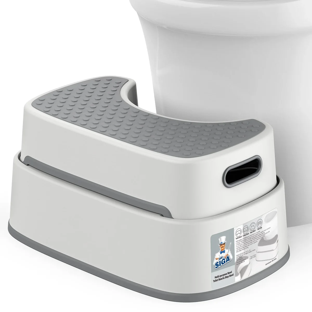 MR.SIGA Toilet Stool Squat Adult, Bathroom Stool Heavy Duty, Anti Slip Toilet Step for Bathroom, Toddler Step Stool for Kids 4403