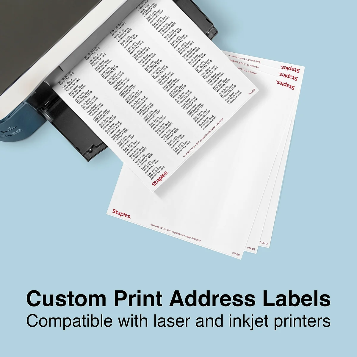 Staples Laser/Inkjet Shipping Labels 0.5"W x 1.75"L White 80 Labels/Sheet 18056/SIWO090 1653