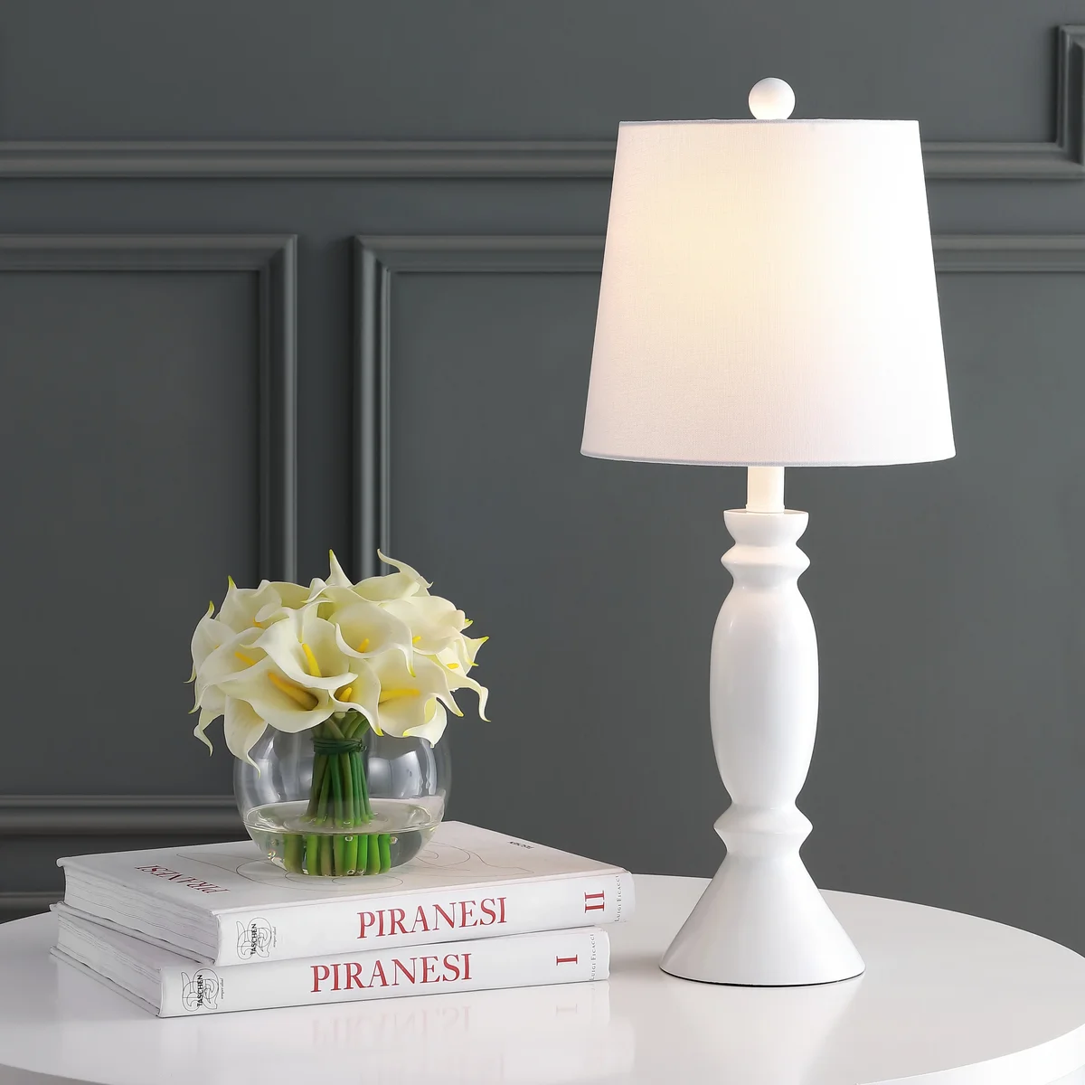 Everdaily Essentials Kian Solid Glam 24 in. H Table Lamp, White Ref. 0356