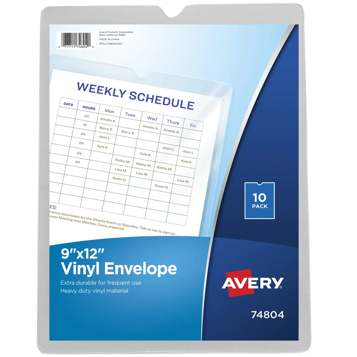 Avery Vinyl File Envelopes, 9" x 12", 10 Clear Envelopes (74804) 8590