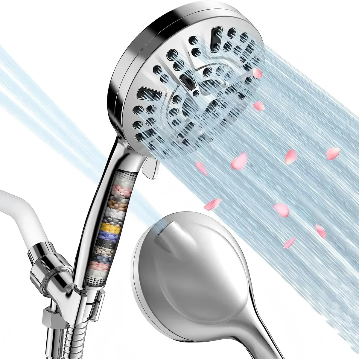Afaoiry Handheld Showerhead High Pressure 10 Spray Modes Shower Head w/ Magnetic Docking Brackets 8898