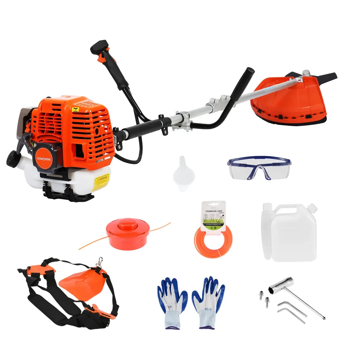 Postuois 52cc 2-Stroke Gas Weed Eater, 2-in-1 Air-Cooled Gas Weed Wacker, 8500RPM Multifunctional String Trimmer/Brush Cutter for Gardening 8529