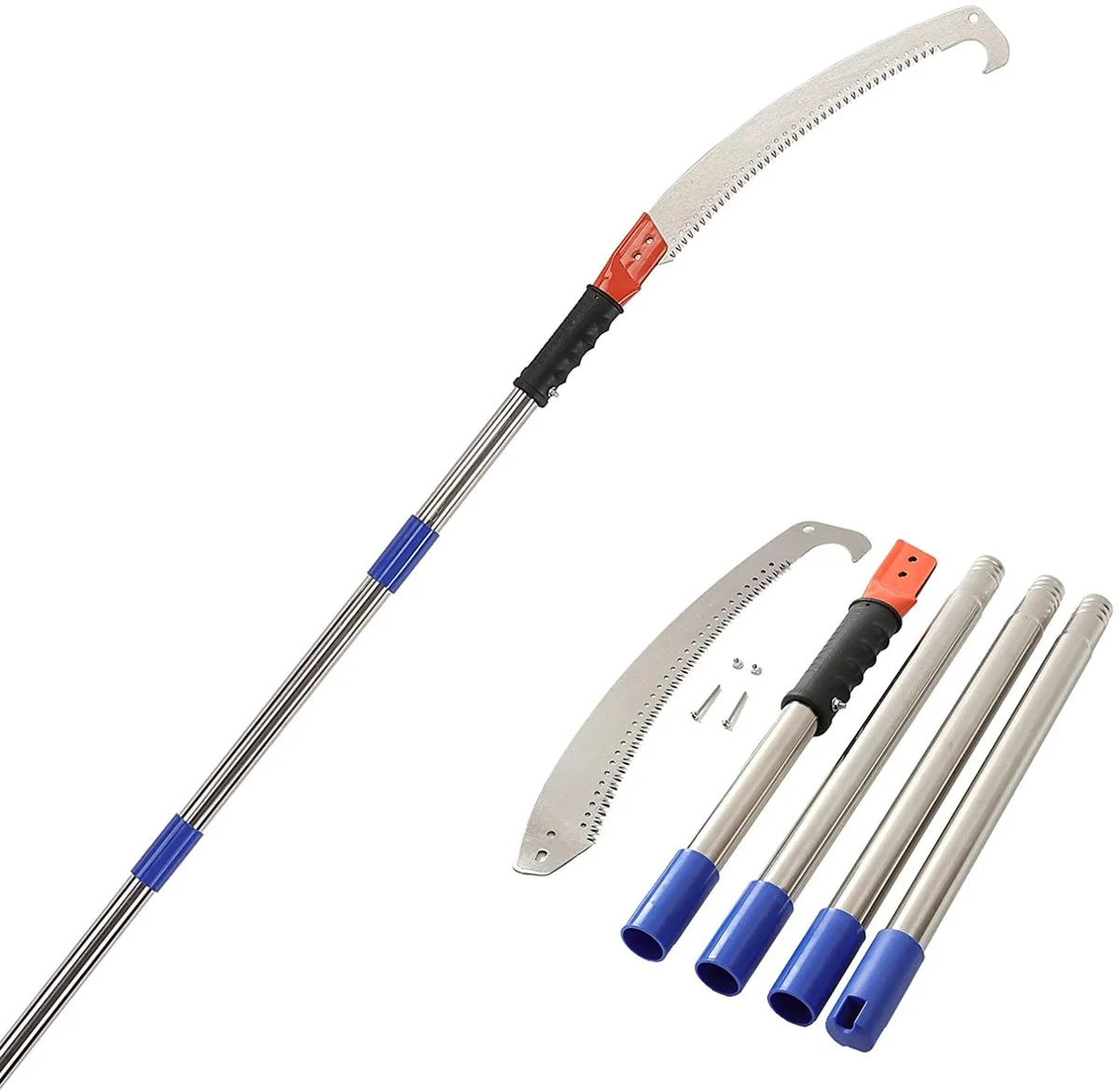 IHOMEPARK 10FT Extendable Pole Saw, Stainless Steel, 3-Sided Cutter Blade 0154
