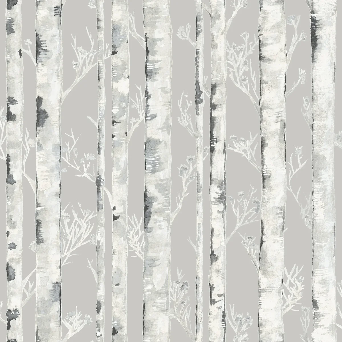 InHome Birchdale Grey Botanical Peel And Stick Vinyl Wallpaper, 216-in by 20.8-in, 31.2 sq. ft. 6605