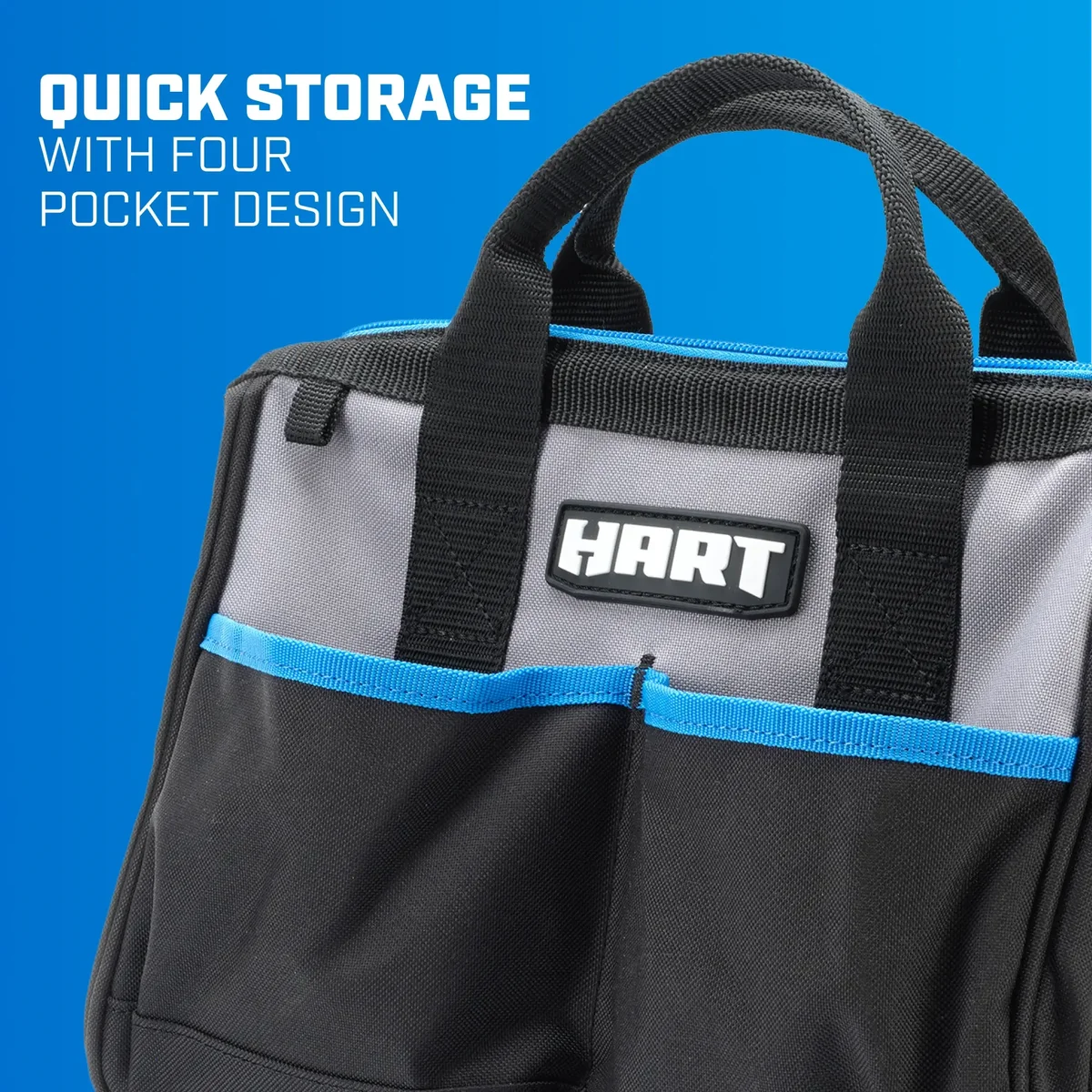HART 12-inch 600-Denier Tool Bag, with Full Length Zipper and Double Strap Carry Handles 5974