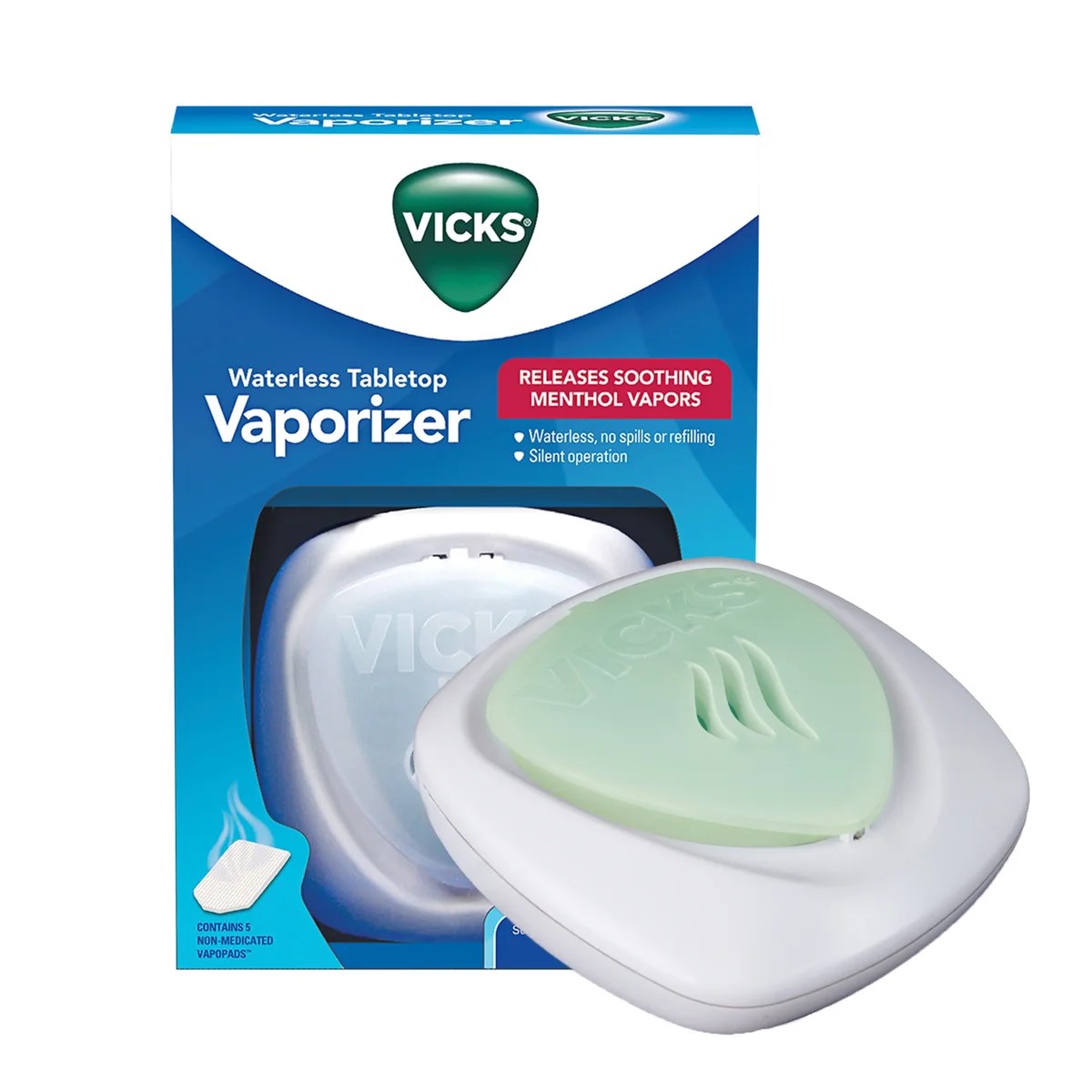 Vicks Waterless Vaporizer with Nightlight, 50 Sq. Ft. Coverage, Includes 5 Scent Pads, V180 5912