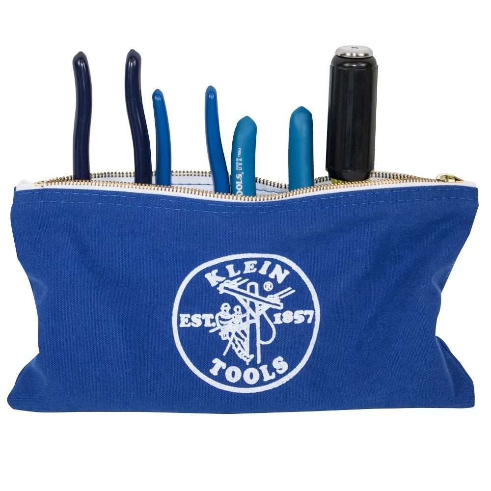 Klein Tools 4 Pack Canvas Zipper Tool Bags, Olive/Orange/Royal Blue/Yellow 2291