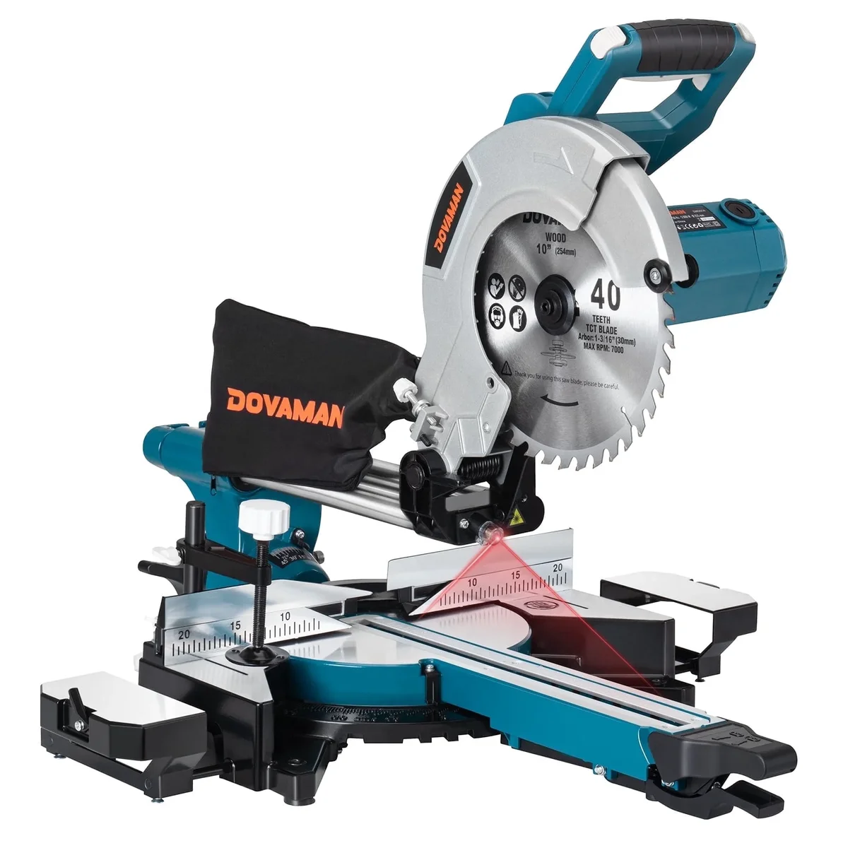 DOVAMAN 10-Inch Sliding Compound Miter Saw, 15-Amp Power Miter Saw with 3 Blades, Dual-Speed 4500/3200 RPM Sliding Miter Saw for Wood, PVC & Soft 6412