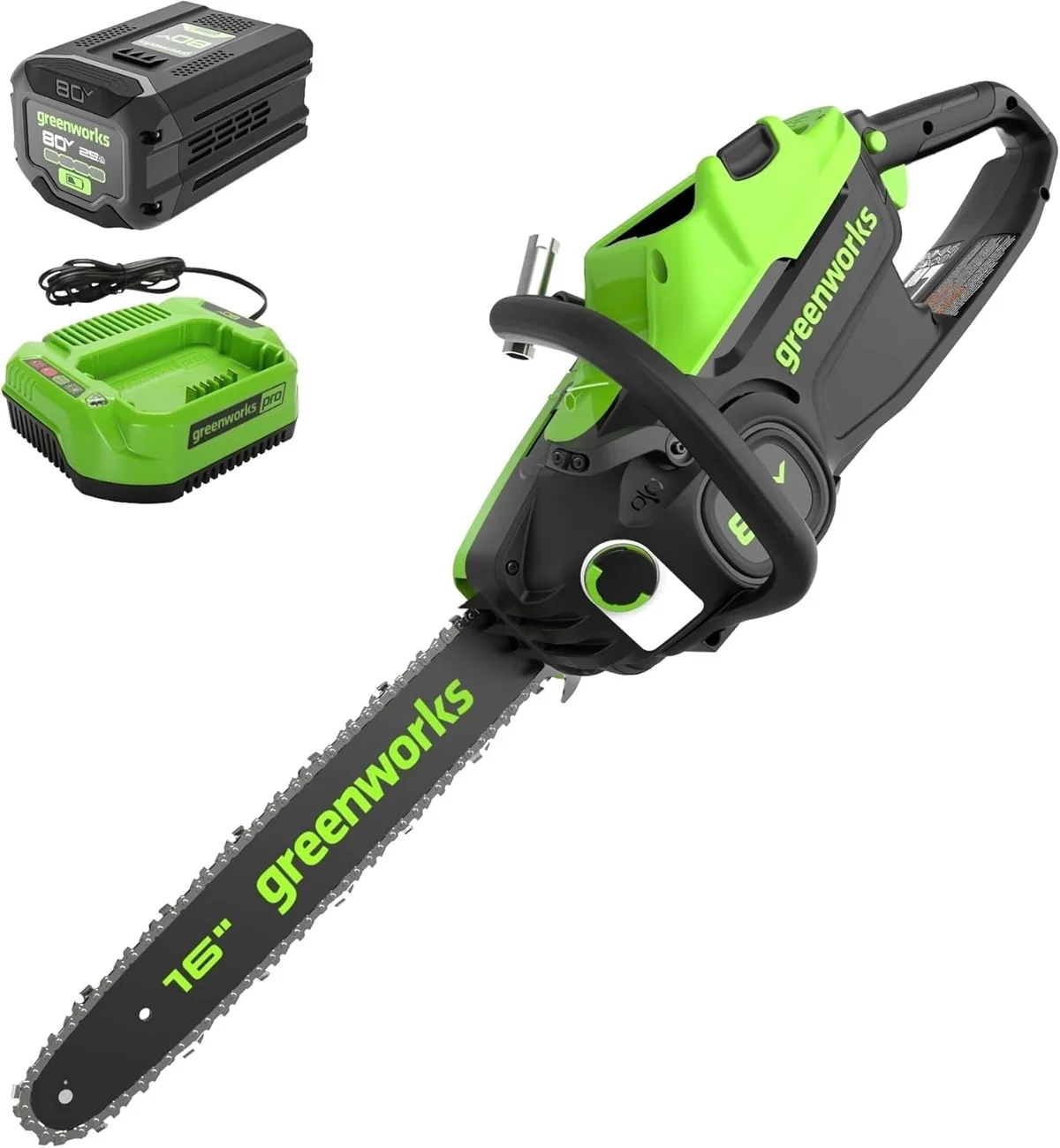 Greenworks 80V 16" Brushless (2.0 kw) Chainsaw (Gen 2), 2.5Ah Battery and 2A Charger 3185